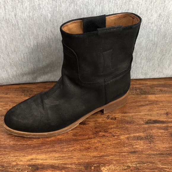 Rag & Bone Holly Womens Size 37 US 7 Black Waxy Suede Ankle Boots Italy Boho - Picture 7 of 10